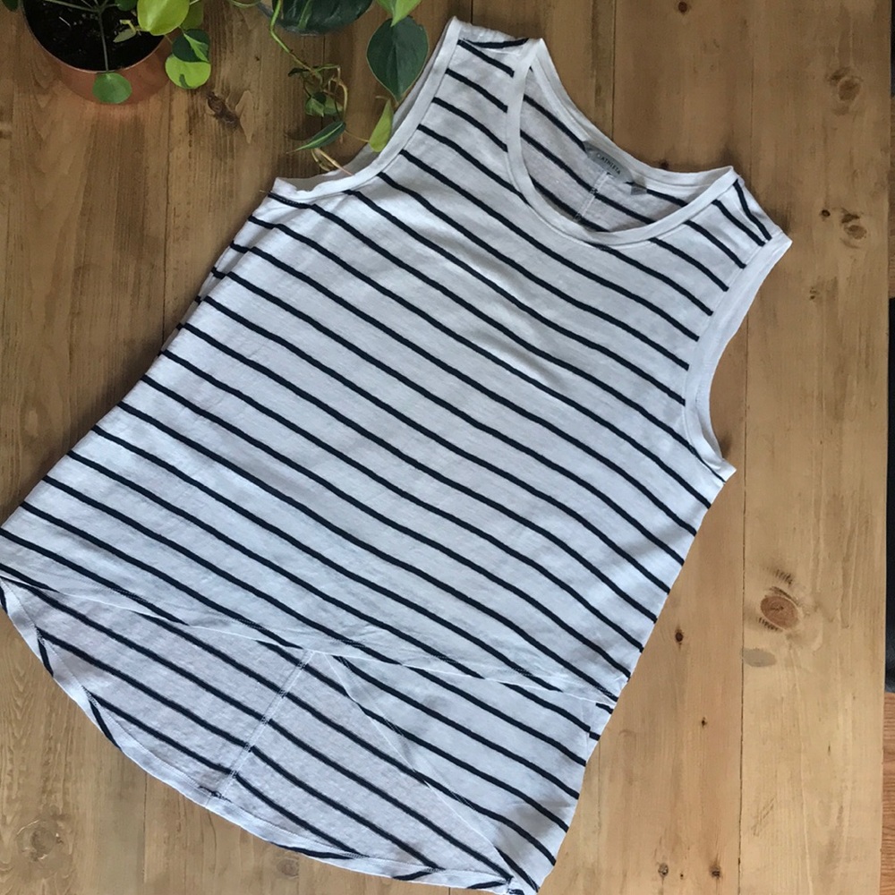 Athleta linen stripped top
